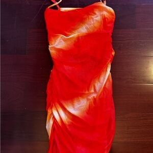Orange Ombre Spaghetti-Strap Women's Dress